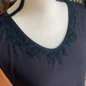 SAG HARBOR Sport  Embroidered Neckline  Black Tank Top Size XL